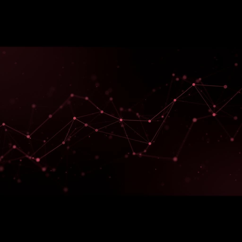 Red de nodos conectados en burdeos, representando IA & Automatización