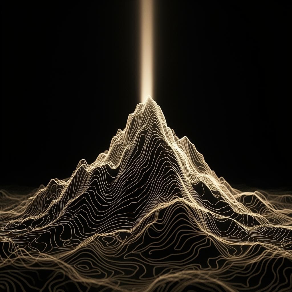 Pico topográfico de líneas crema, representando Formación